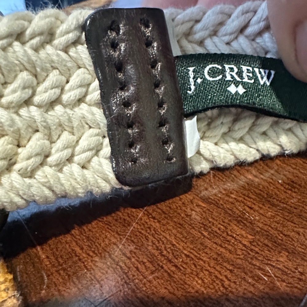 Men's J Crew Cream Woven Belt with Brass Buckle EUC length 40” - Picture 3 of 4